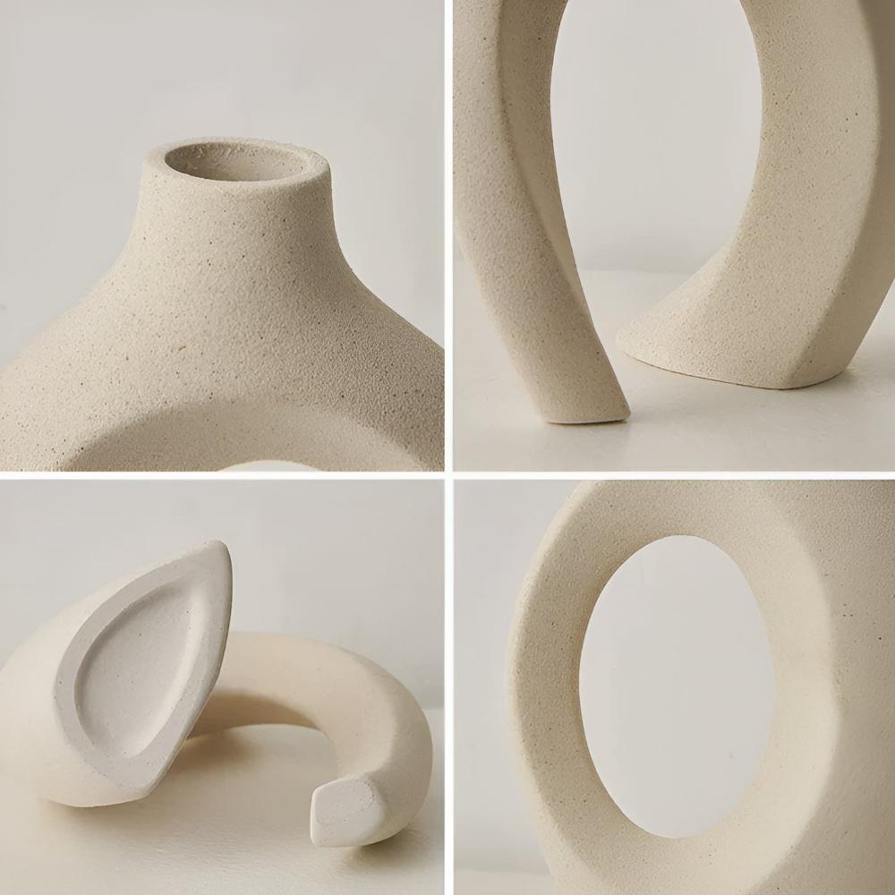 Velzora - Duo de vases en céramique mate, formes abstraites entrelacées