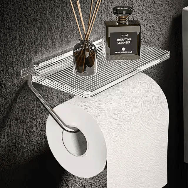 Velzora - Porte-papier toilette mural en métal avec tablette | Velzora