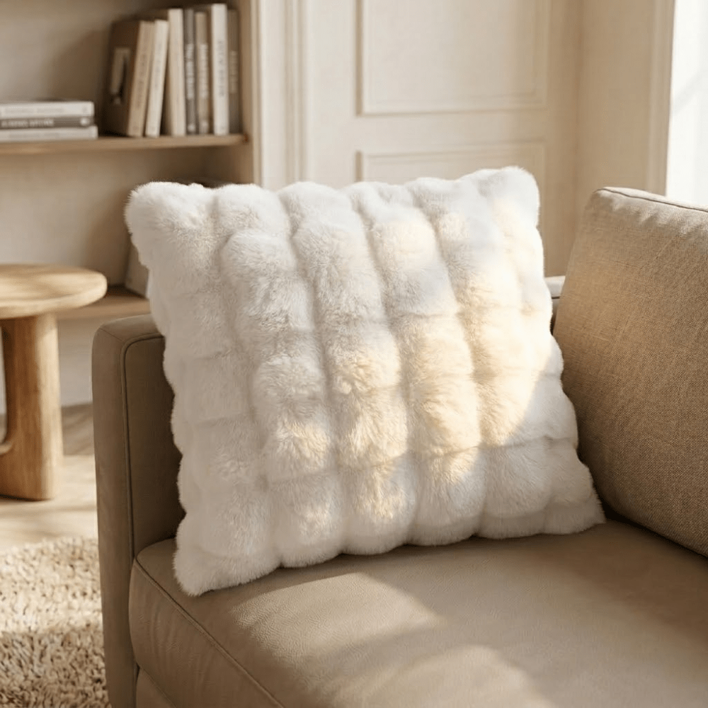 Velzora - Housse de coussin décoratif en fausse fourrure douce