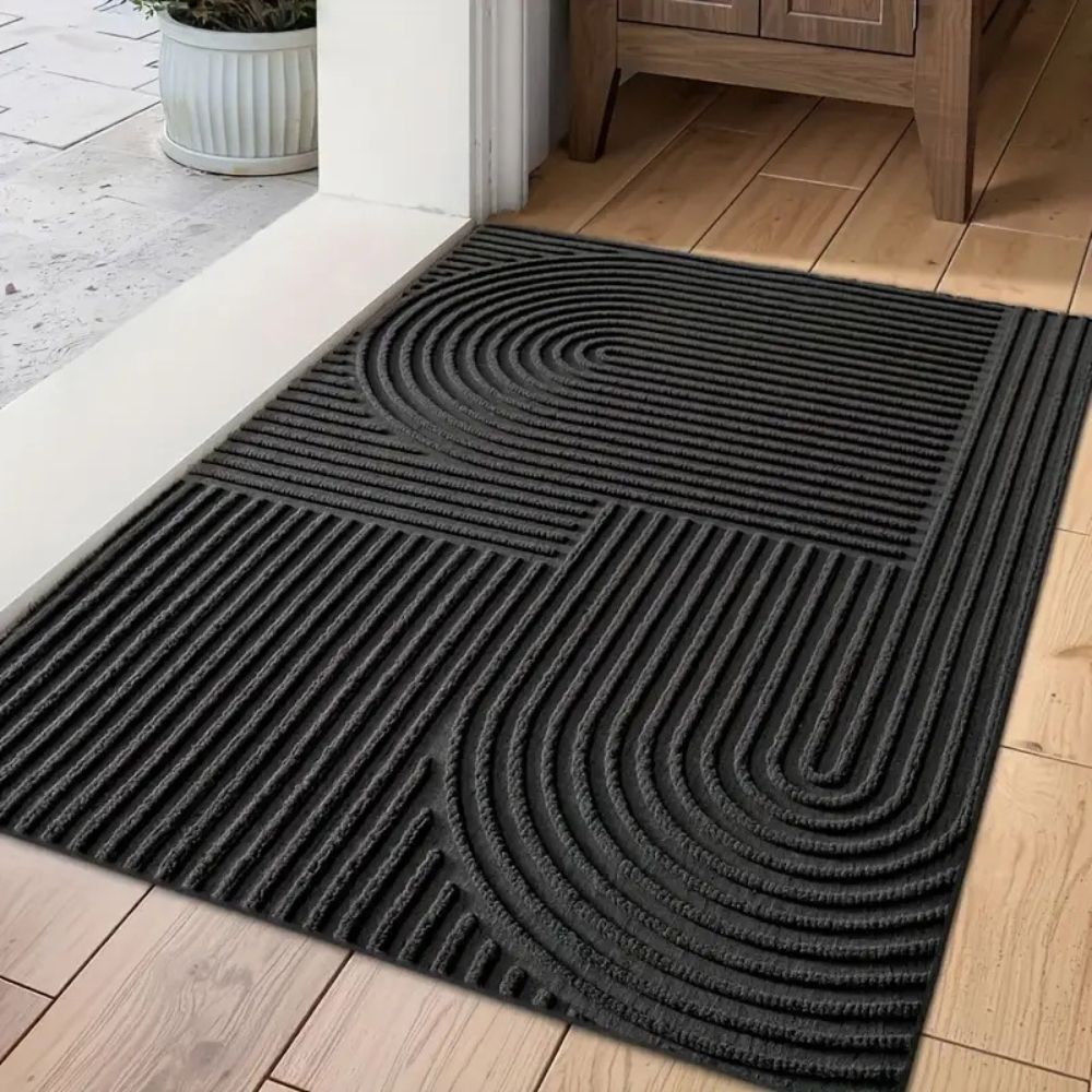 Velzora - Paillasson absorbant à lignes courbes en microfibre | Velzora