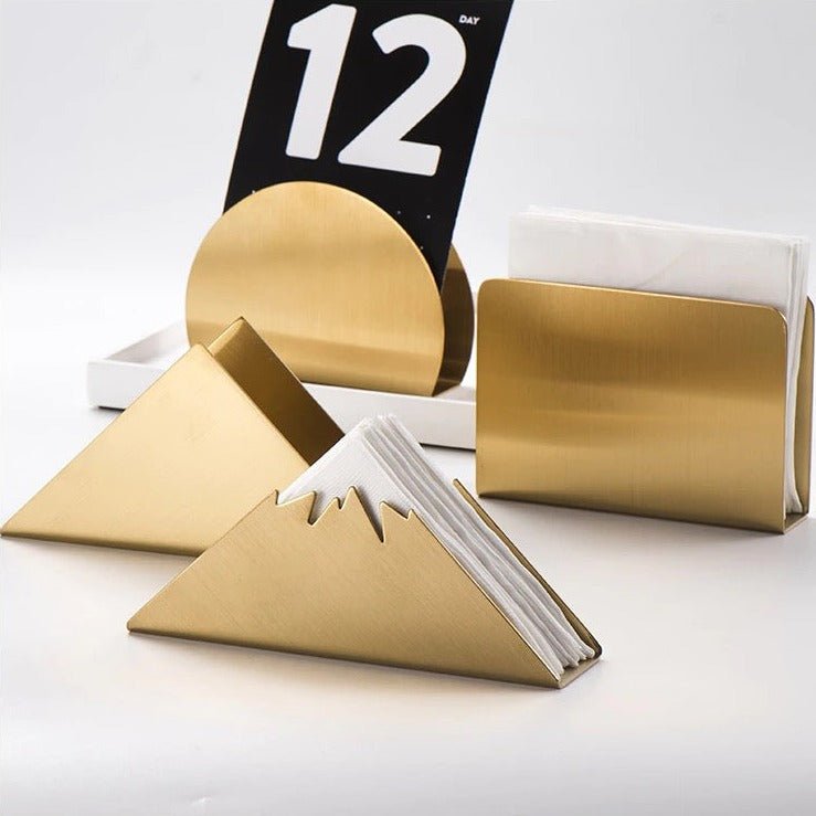 Velzora - Porte-serviettes de table en acier doré au design sculptural | Velzora
