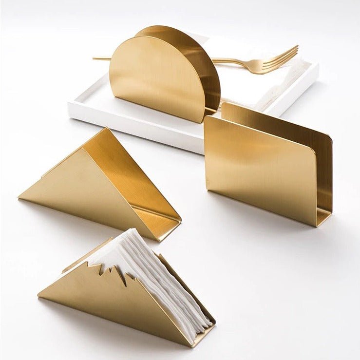 Velzora - Porte-serviettes de table en acier doré au design sculptural | Velzora