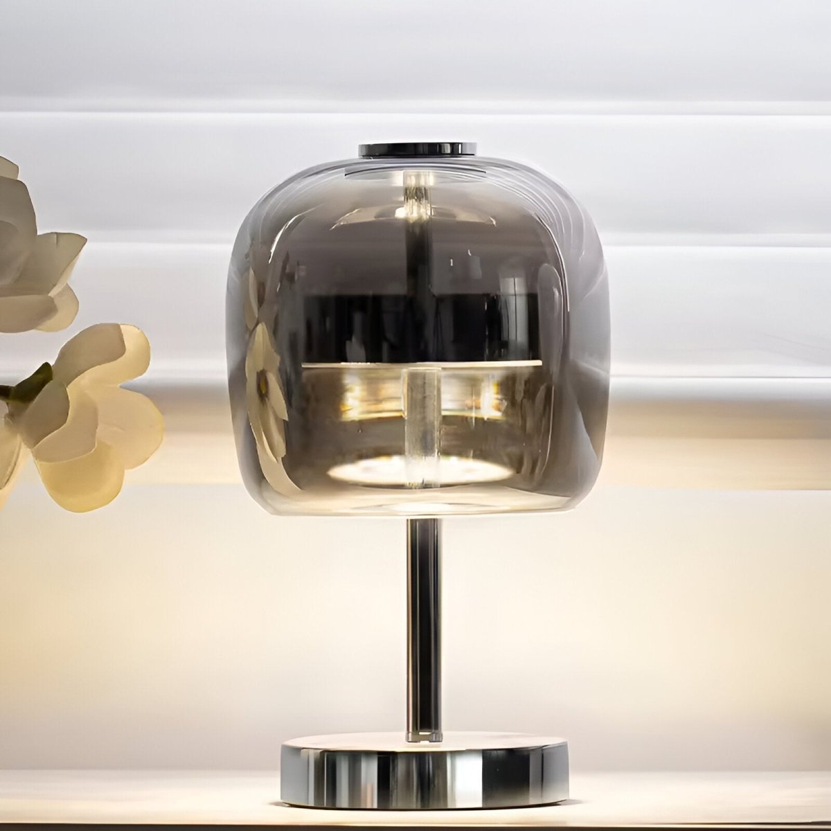 Velzora - Lampe de table en verre fumé dimmable à commande tactile | Velzora