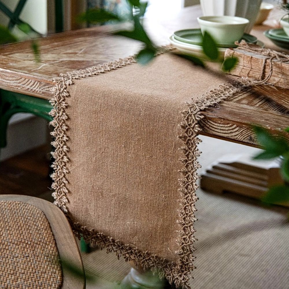 Velzora - Chemin de table en jute naturel tissé | Velzora