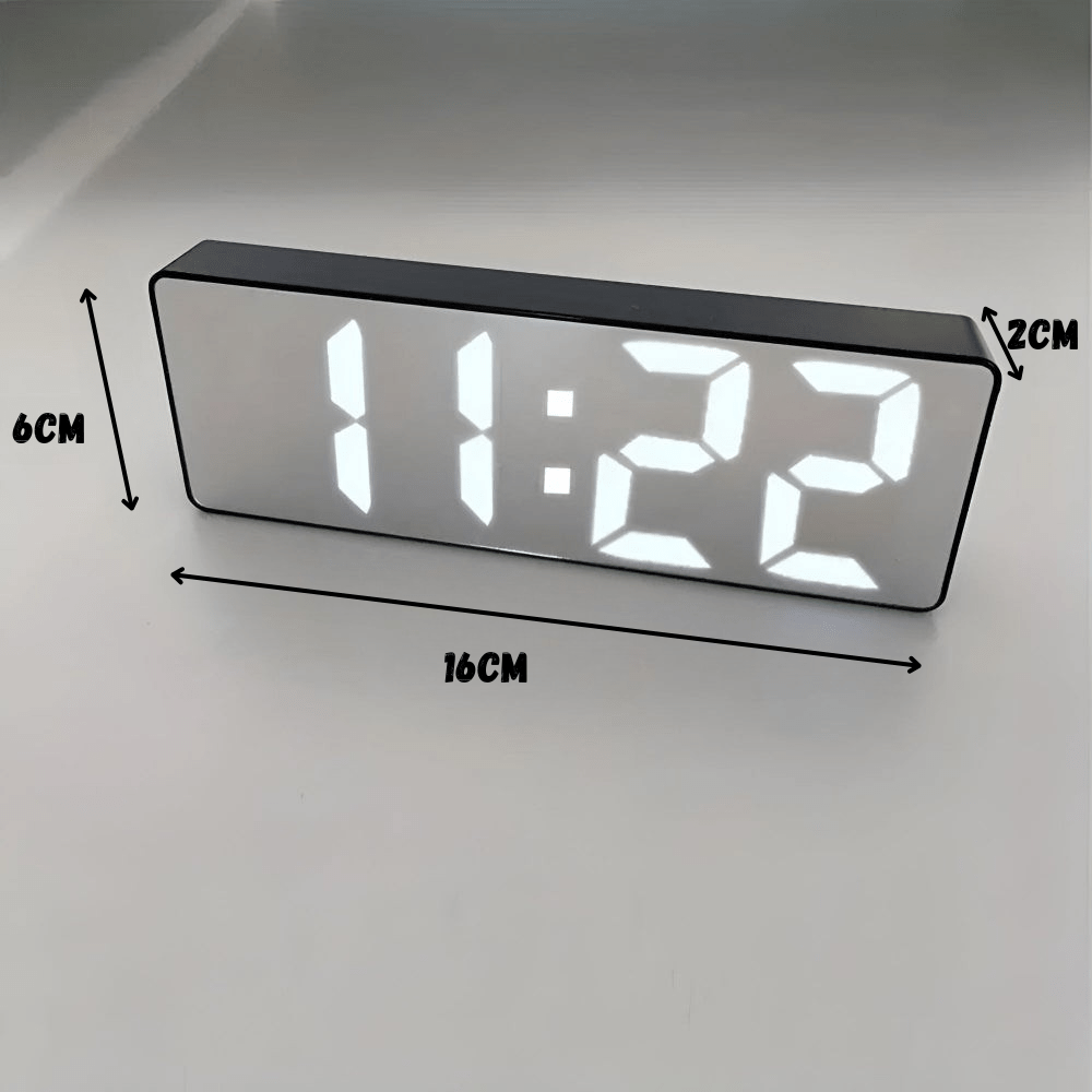 Velzora - Réveil numérique miroir LED design minimaliste en ABS
