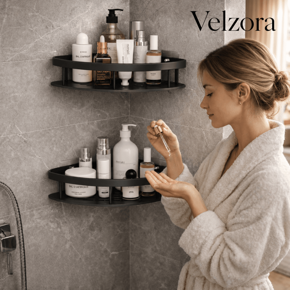 Velzora - Étagère murale en aluminium mat pour douche | Velzora