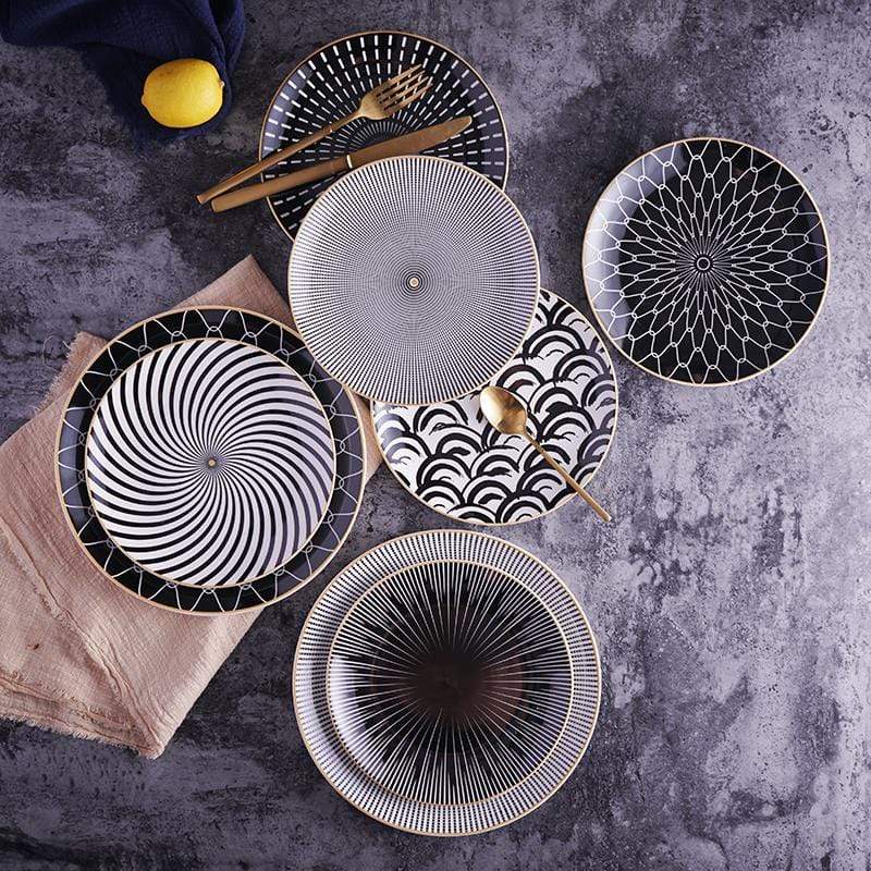 Velzora - Assiette en céramique ronde à motifs abstraits | Velzora