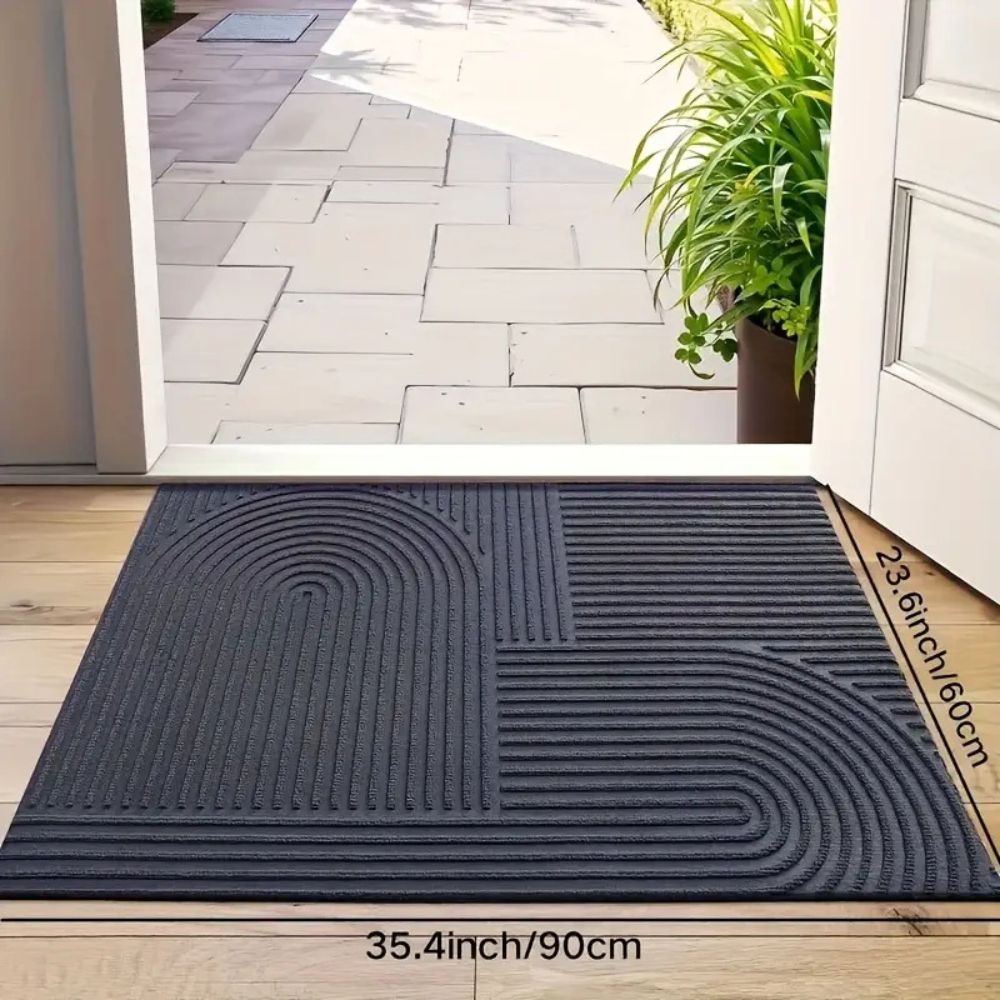 Velzora - Paillasson absorbant à lignes courbes en microfibre | Velzora