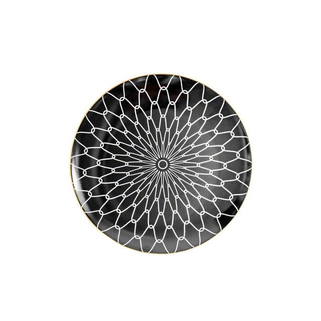 Velzora - Assiette en céramique ronde à motifs abstraits | Velzora