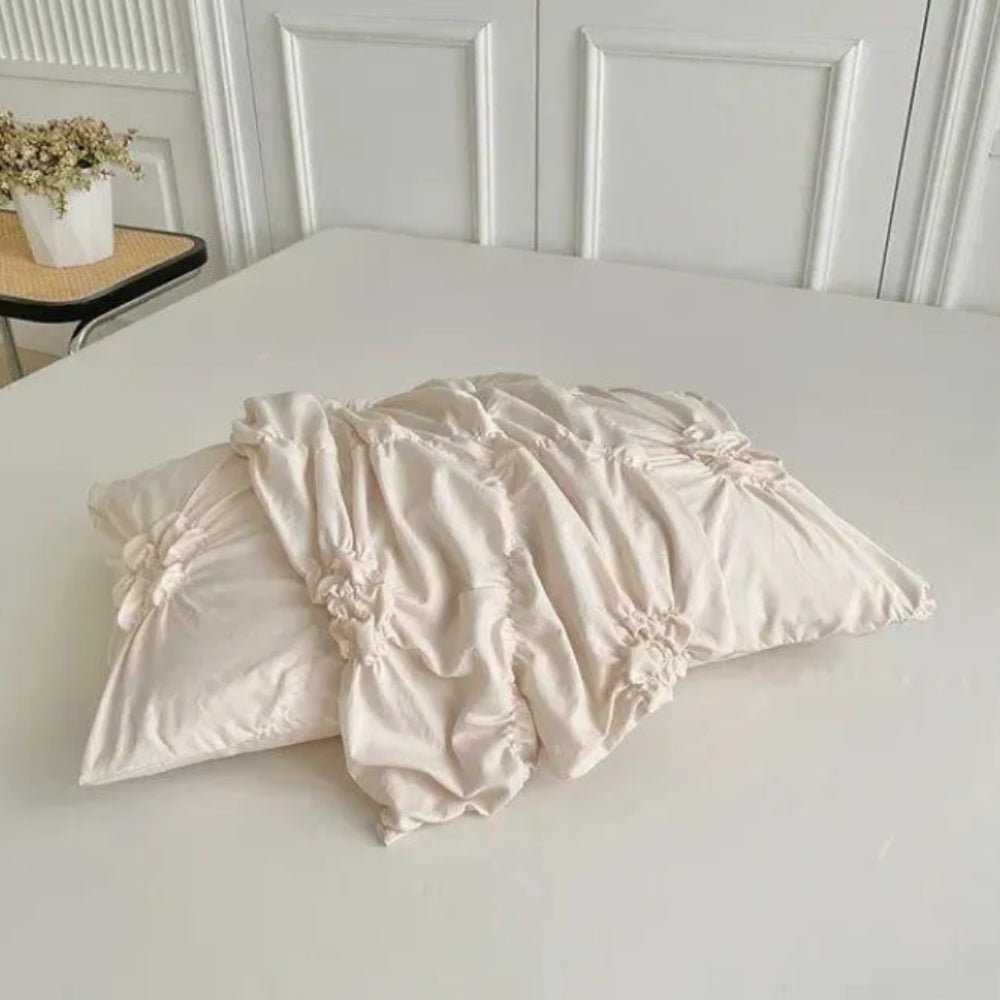 Velzora - Housse de couette texturée à plis floraux en coton mélangé | Velzora