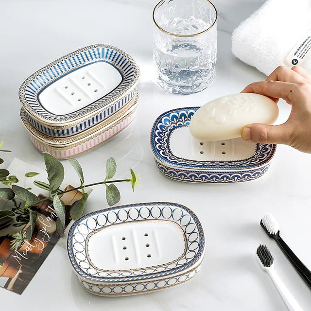 Velzora - Porte-savon décoratif en céramique style Art Déco | Velzora