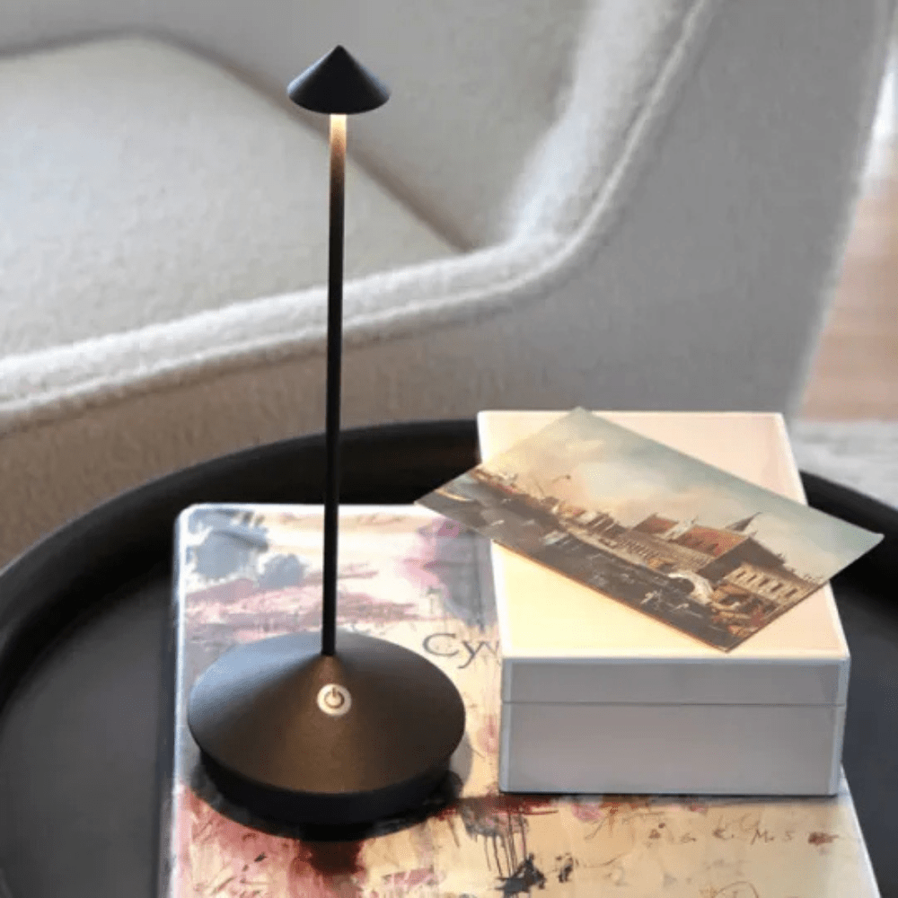 Velzora - Lampe de table LED sans fil en aluminium brossé | Velzora