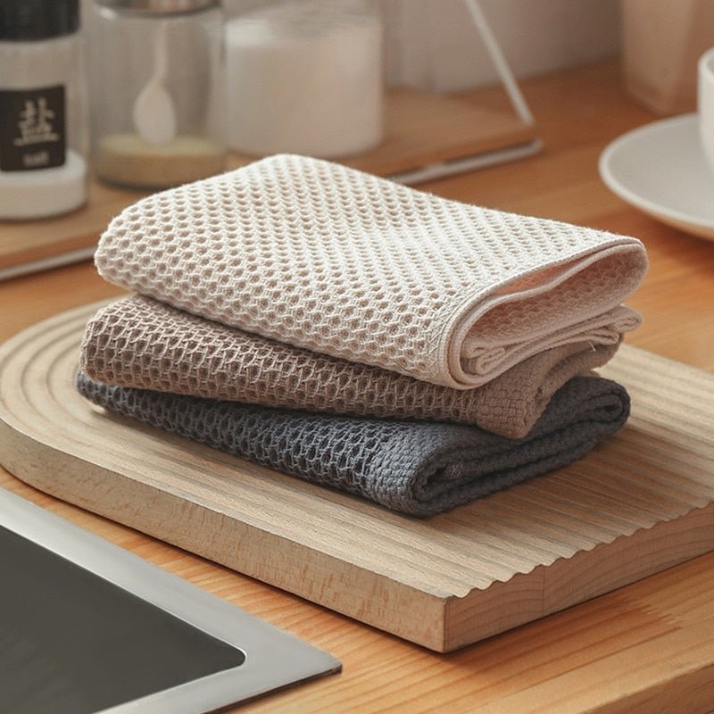 Velzora - Lot de 6 torchons en coton gaufré – Tissage absorbant texturé | Velzora