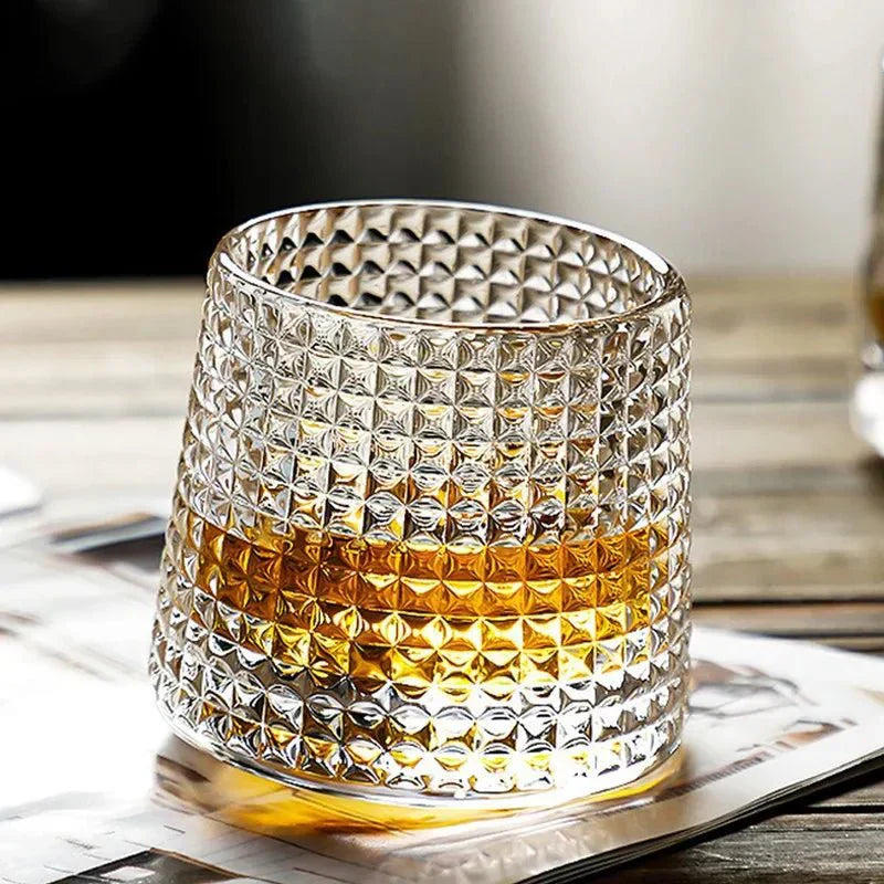 Velzora - Verre à whisky texturé rotatif en verre soufflé | Velzora