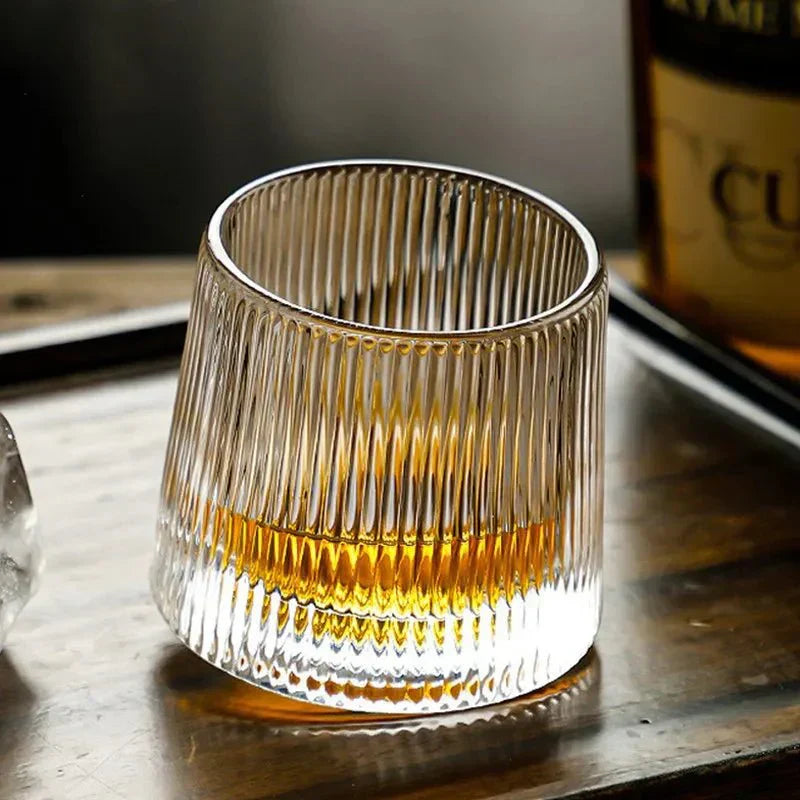 Velzora - Verre à whisky texturé rotatif en verre soufflé | Velzora