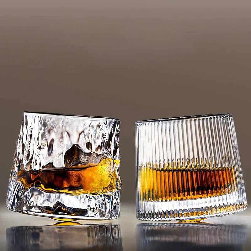 Velzora - Verre à whisky texturé rotatif en verre soufflé | Velzora