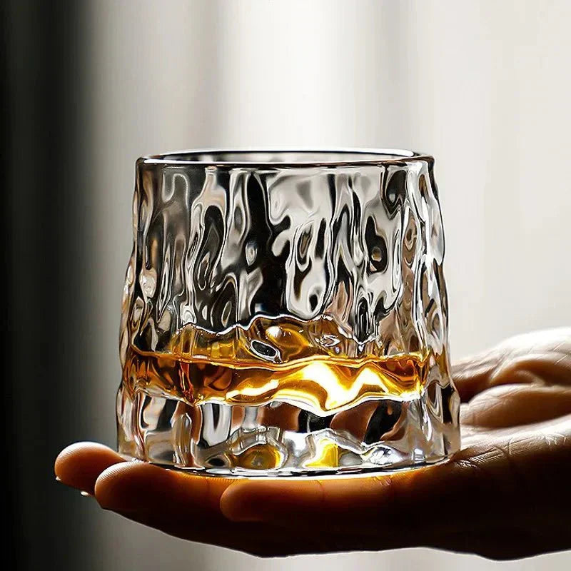 Velzora - Verre à whisky texturé rotatif en verre soufflé | Velzora