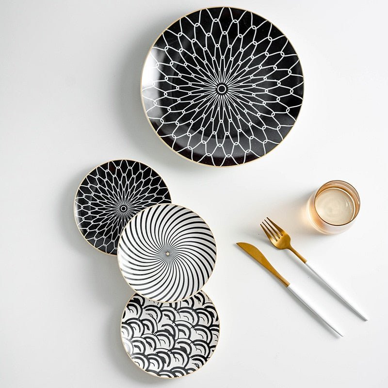 Velzora - Assiette en céramique ronde à motifs abstraits | Velzora