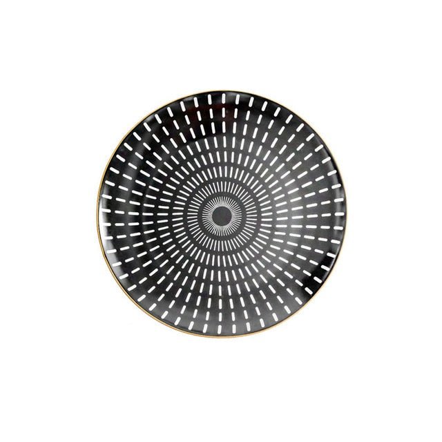 Velzora - Assiette en céramique ronde à motifs abstraits | Velzora