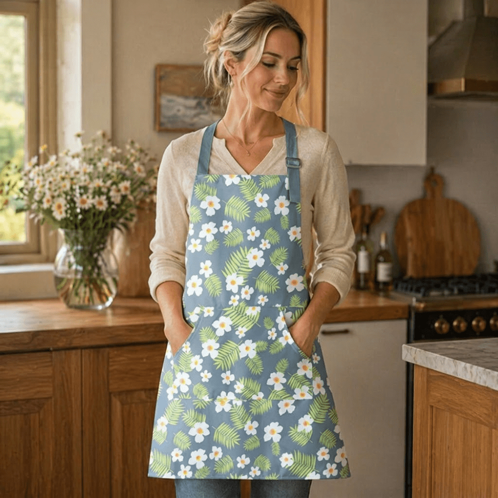 Velzora - Tablier de cuisine en coton enduit à imprimé floral vintage | Velzora