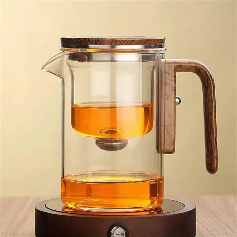 Velzora - Théière en verre borosilicaté – Infuseur acier et poignée bois | Velzora