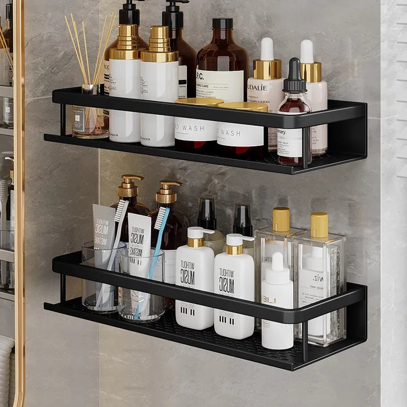 Velzora - Étagère de douche murale en aluminium noir mat | Velzora