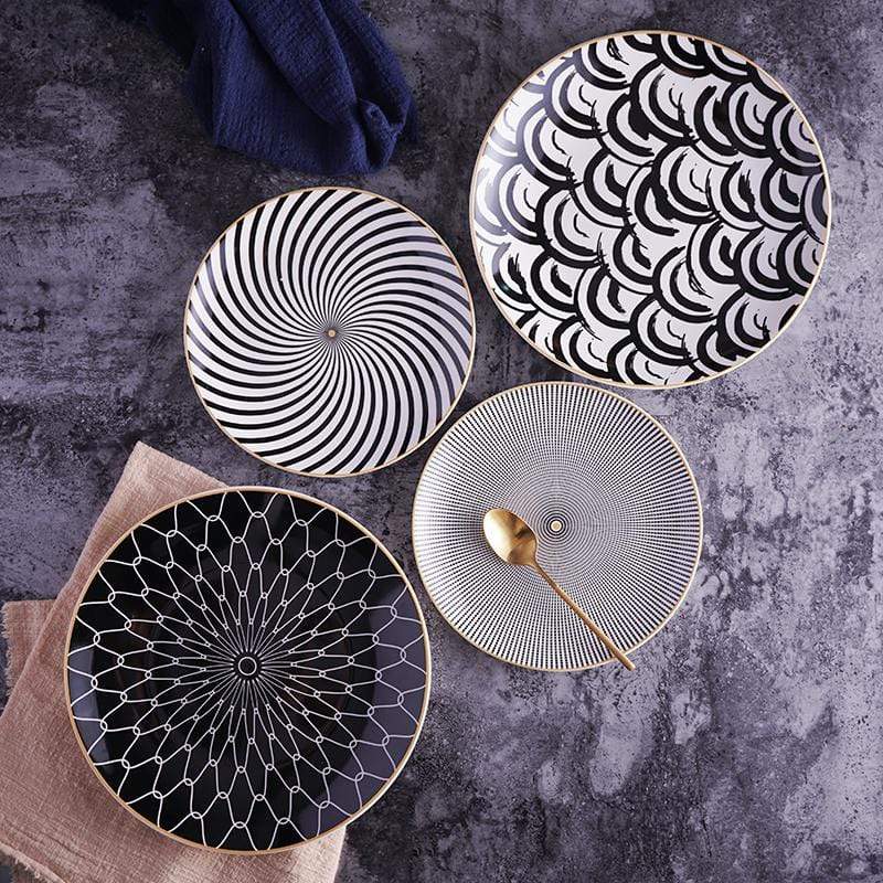 Velzora - Assiette en céramique ronde à motifs abstraits | Velzora