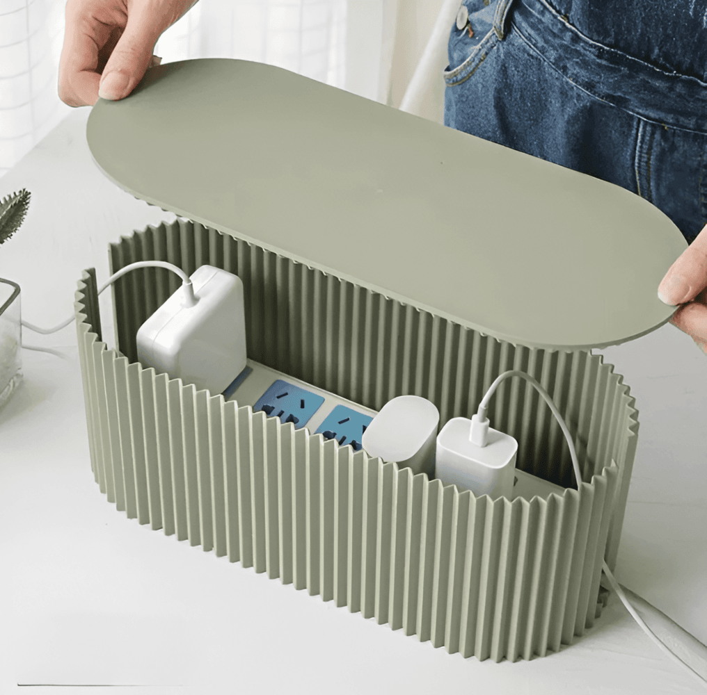 Velzora - Boîte de rangement pour câbles en plastique nervuré minimaliste | Velzora