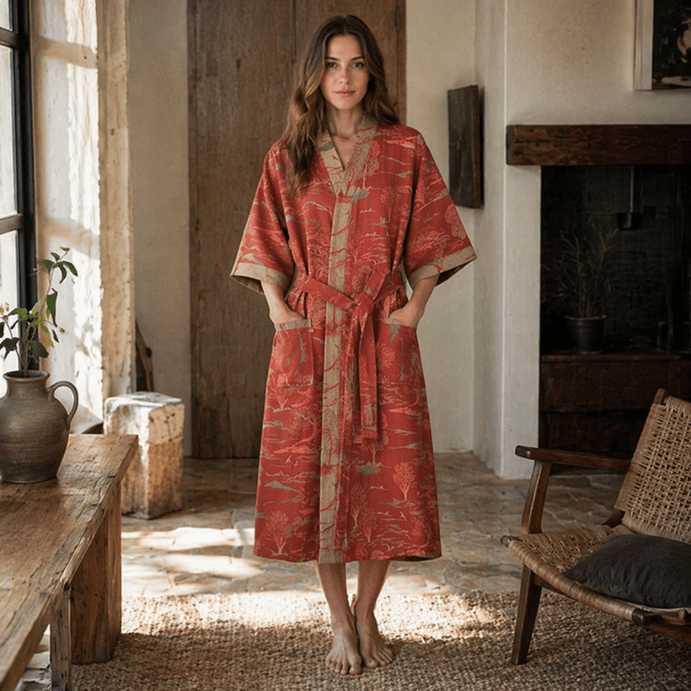 Velzora - Peignoir kimono en coton léger à double gaze | Velzora