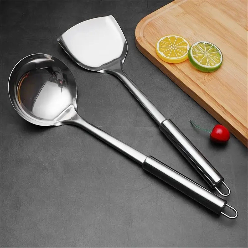 Velzora - Set d’ustensiles de cuisine en acier inoxydable, finition brossée