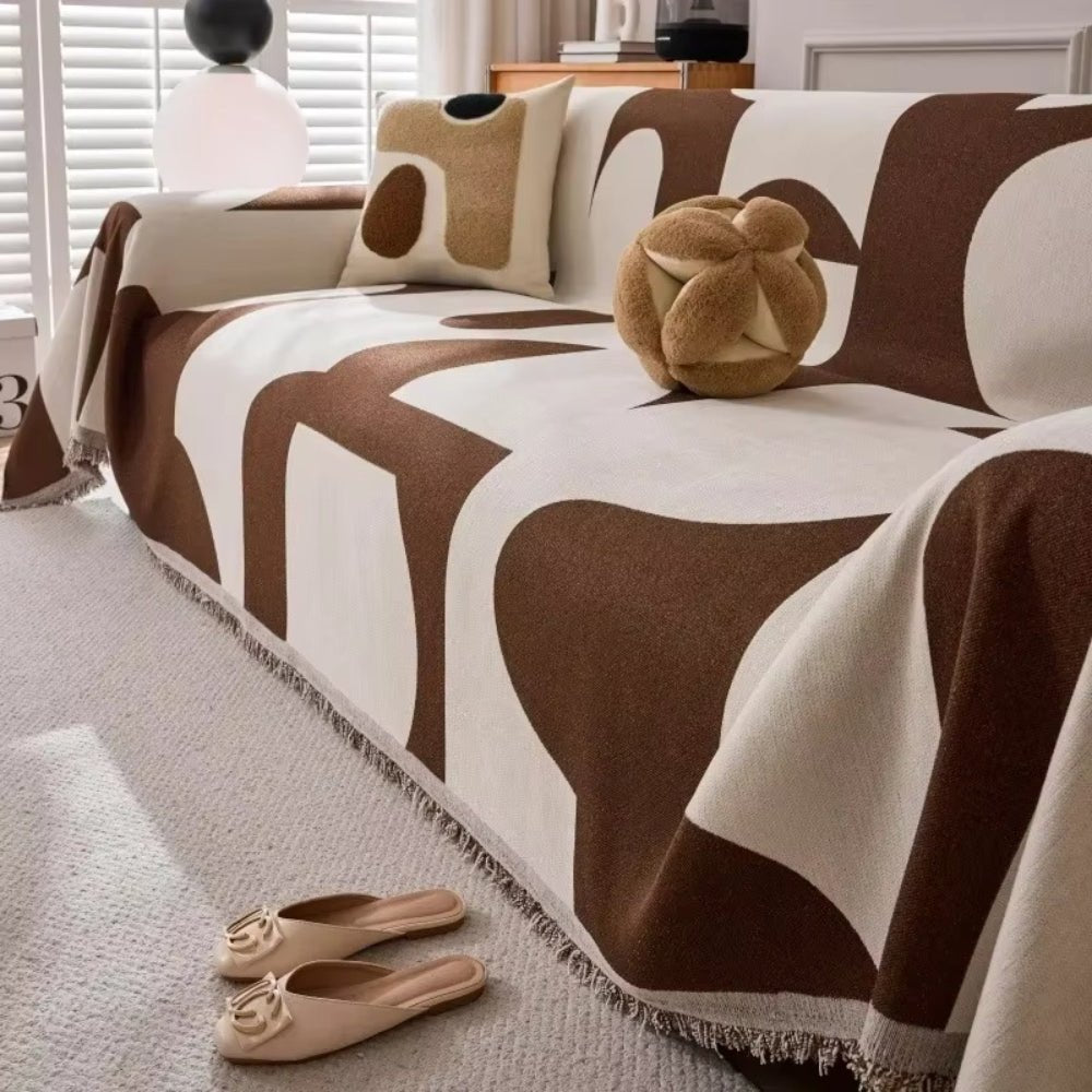Velzora - Housse de canapé en chenille texturée à motif jacquard bohème | Velzora