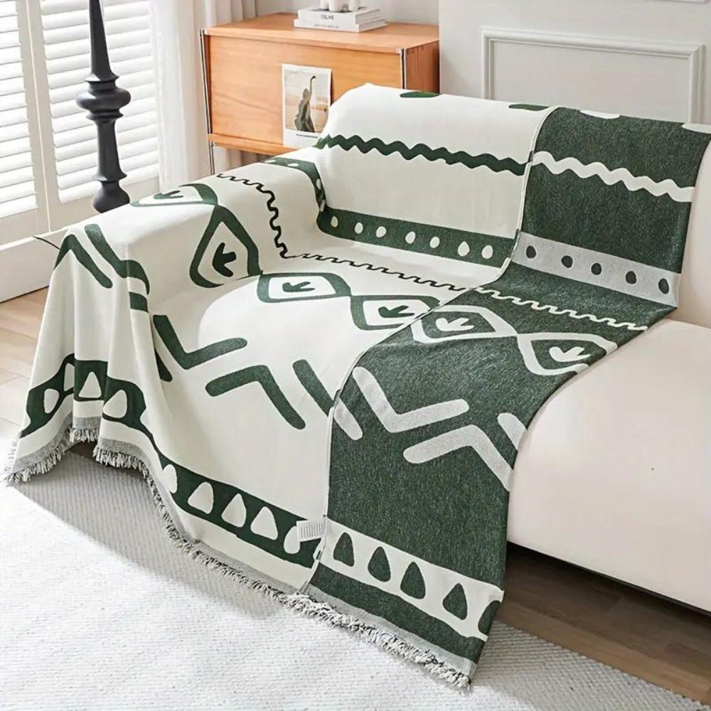 Velzora - Housse de canapé réversible en chenille – Motif bohème texturé | Velzora