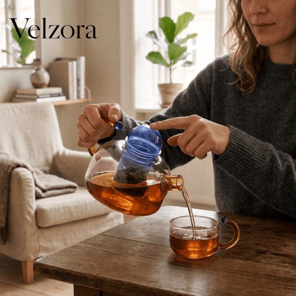 Velzora - Bouilloire translucide en verre borosilicate avec tasses | Velzora