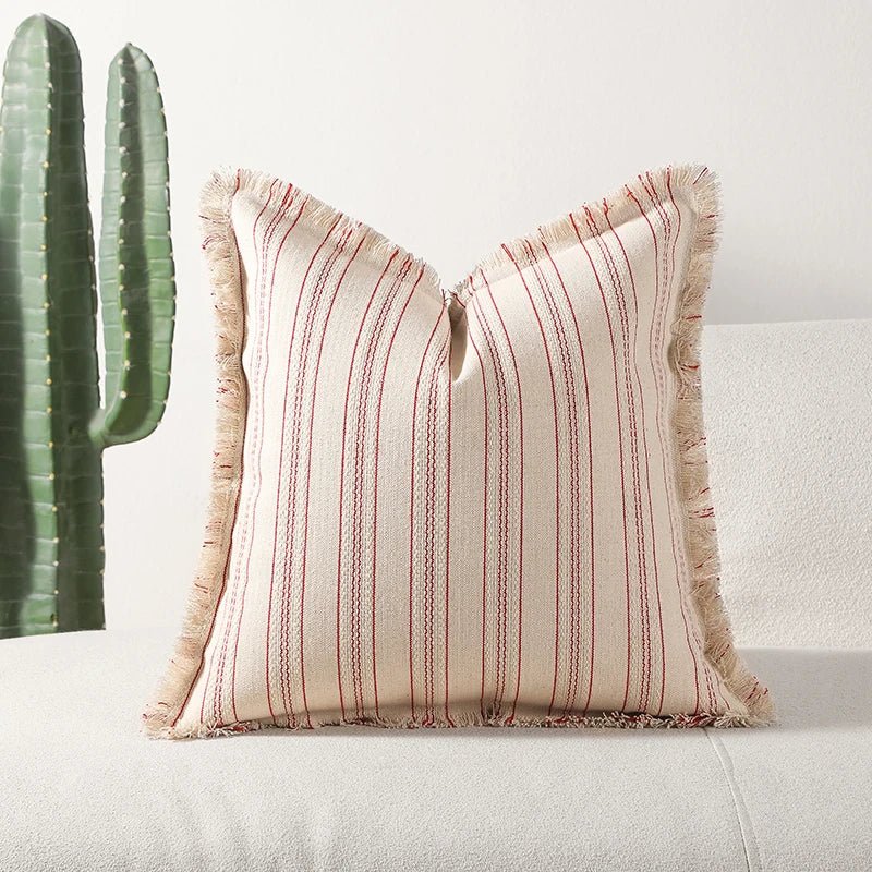 Velzora - Housse de coussin jacquard à franges en coton mélangé | Velzora
