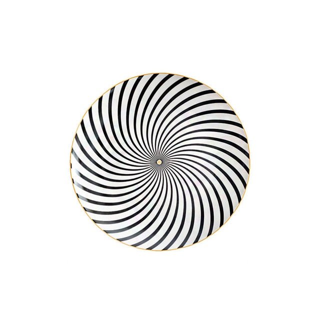 Velzora - Assiette en céramique ronde à motifs abstraits | Velzora