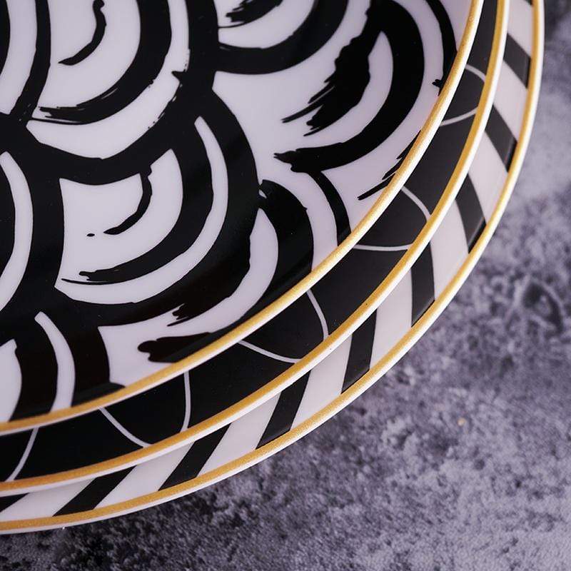 Velzora - Assiette en céramique ronde à motifs abstraits | Velzora