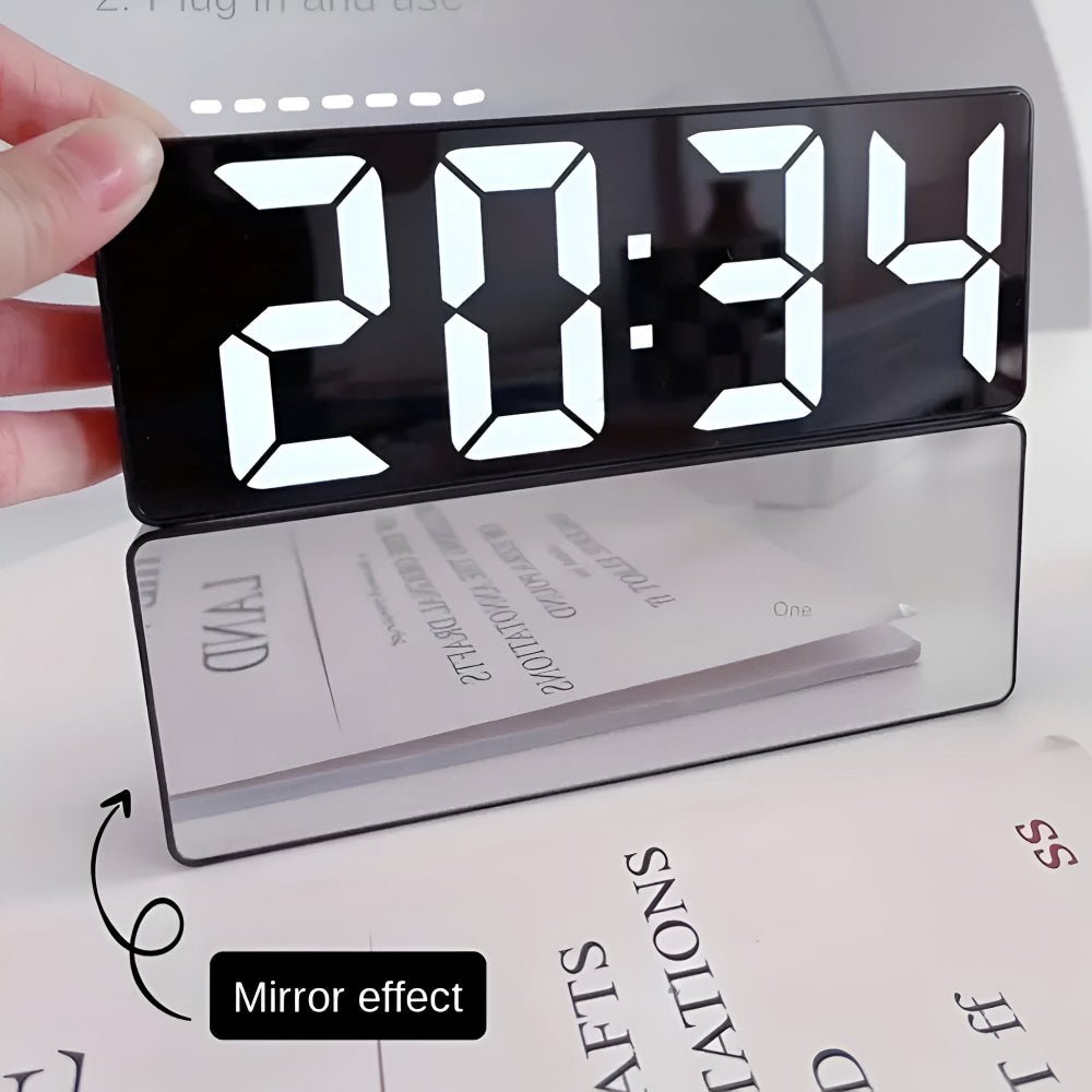Velzora - Réveil numérique miroir LED design minimaliste en ABS