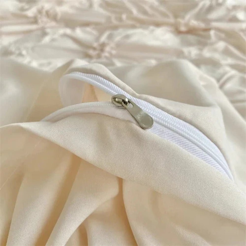 Velzora - Housse de couette texturée à plis floraux en coton mélangé | Velzora