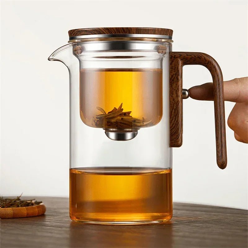 Velzora - Théière en verre borosilicaté – Infuseur acier et poignée bois | Velzora