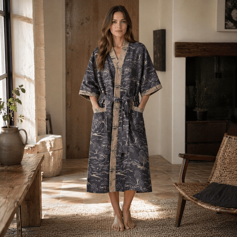 Velzora - Peignoir kimono en coton léger à double gaze | Velzora