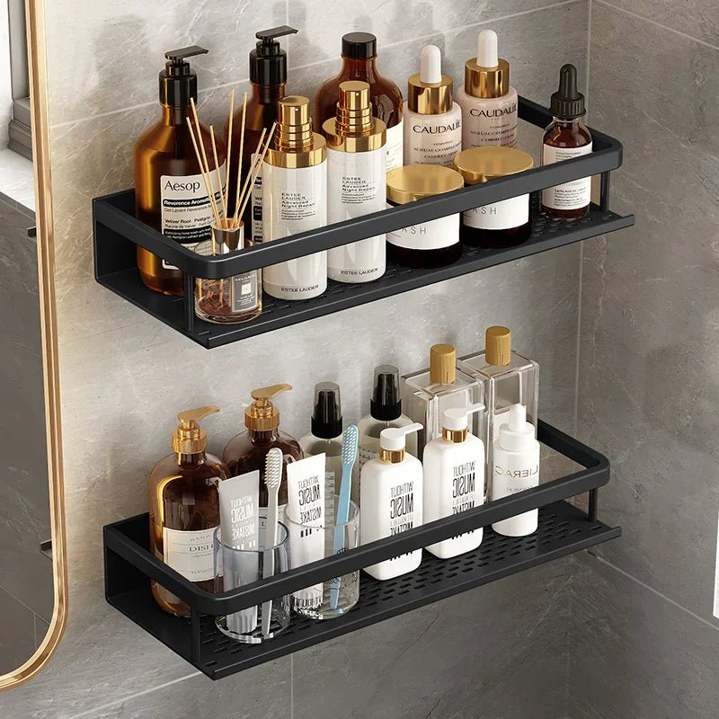 Velzora - Étagère de douche murale en aluminium noir mat | Velzora