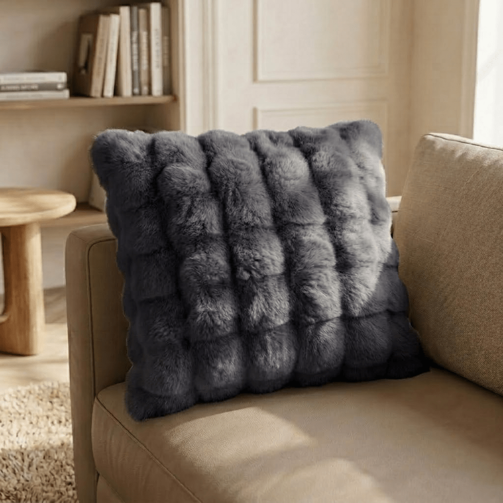 Velzora - Housse de coussin décoratif en fausse fourrure douce