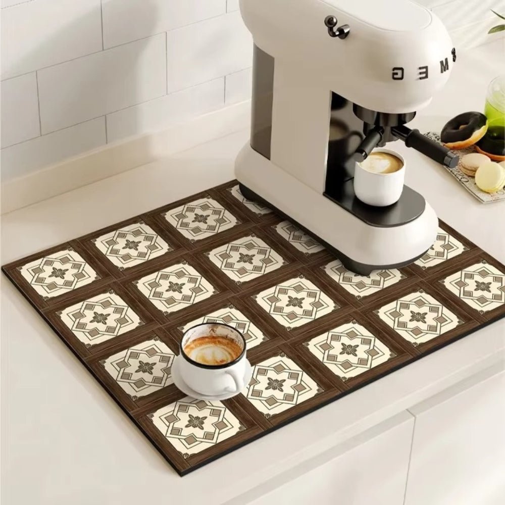 Velzora - Tapis absorbant antidérapant à motif carreaux rétro pour café ou évier