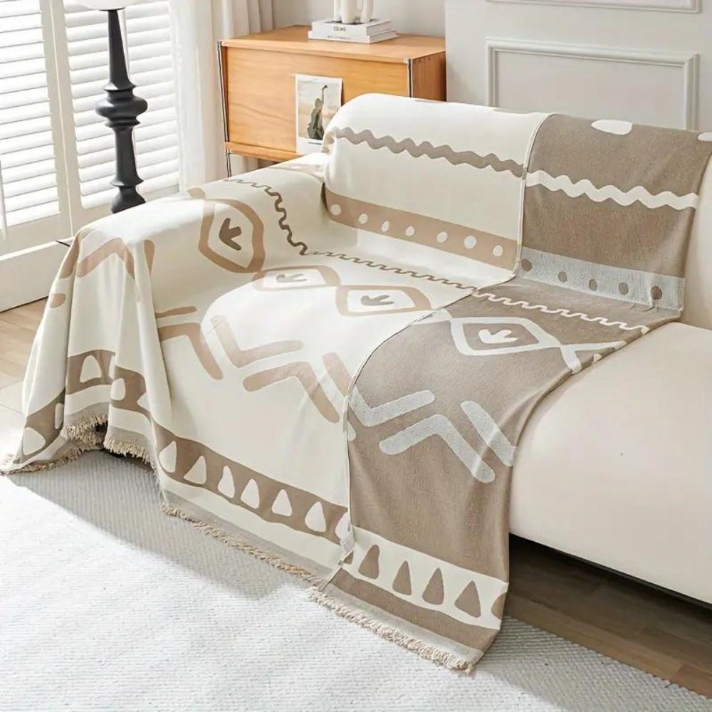 Velzora - Housse de canapé réversible en chenille – Motif bohème texturé | Velzora