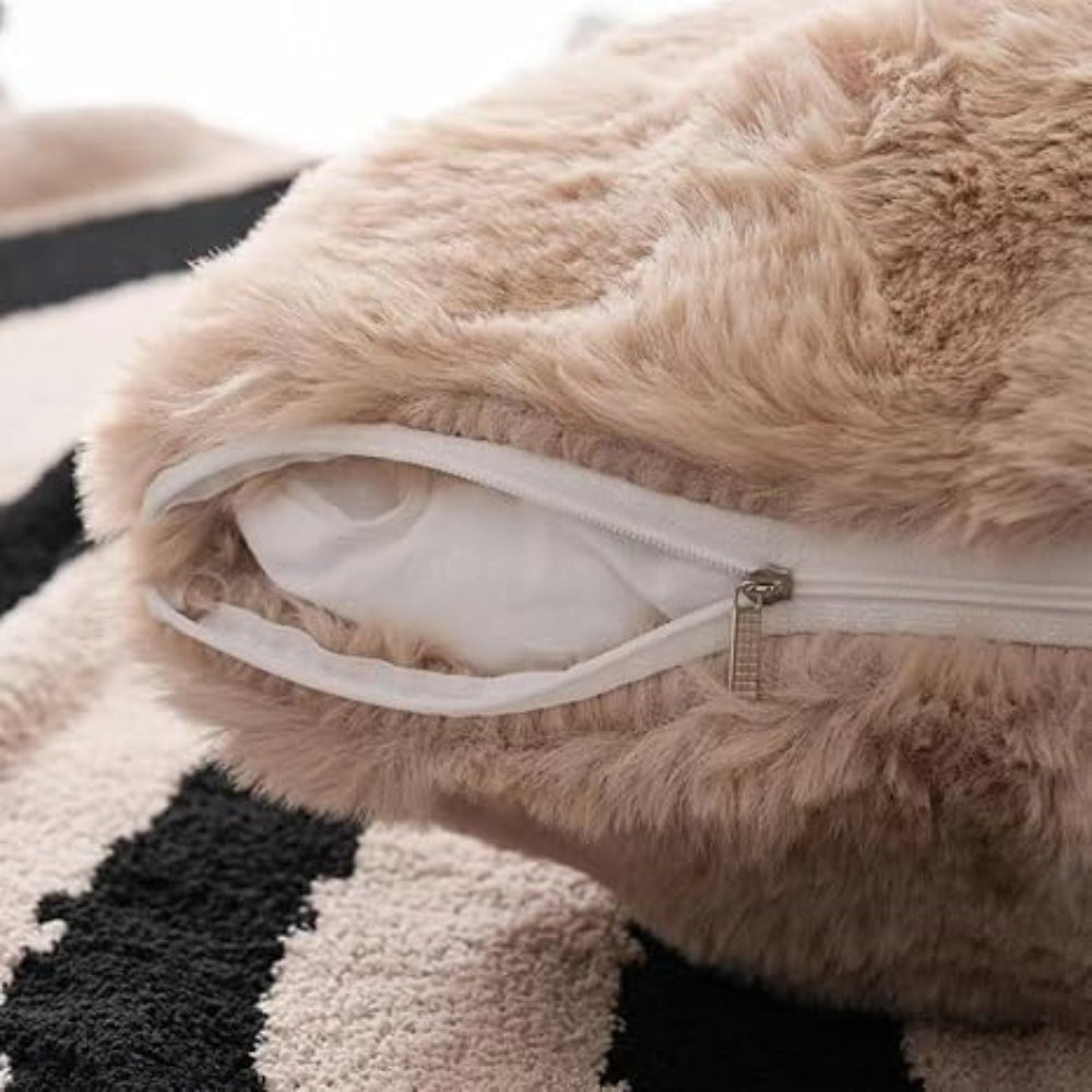 Velzora - Housse de coussin décoratif en fausse fourrure douce