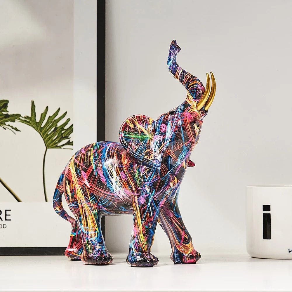 Velzora - Statuette d’éléphant en résine peinte style graffiti | Velzora