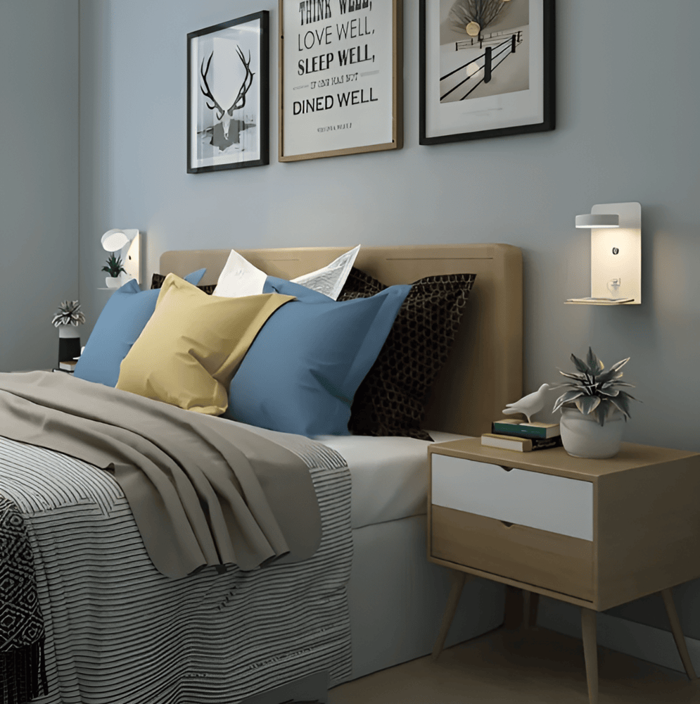Velzora - Applique murale LED en aluminium avec étagère et port USB | Velzora