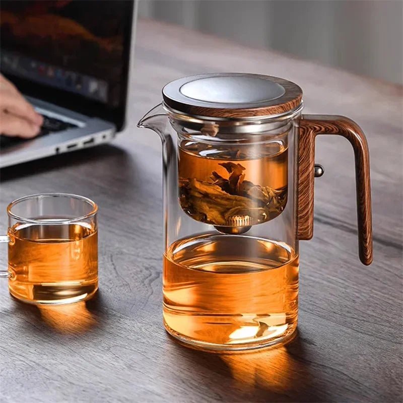 Velzora - Théière en verre borosilicaté – Infuseur acier et poignée bois | Velzora