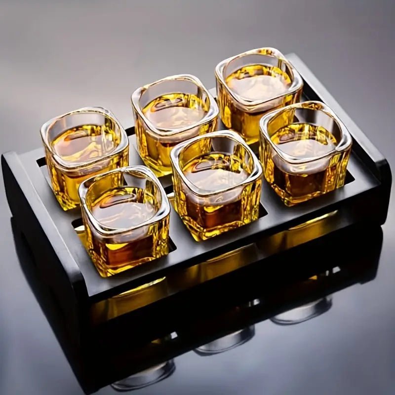 Velzora - Service à whisky en verre trempé avec plateau noir mat