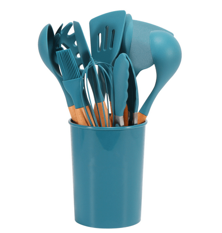 Velzora - Ensemble ustensiles cuisine 12 pièces en silicone et bambou | Velzora